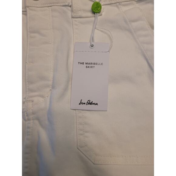 Sam Edelman Maribelle White Denim Midi Skirt Raw Hem Side Slit NWT 27 - Picture 12 of 15